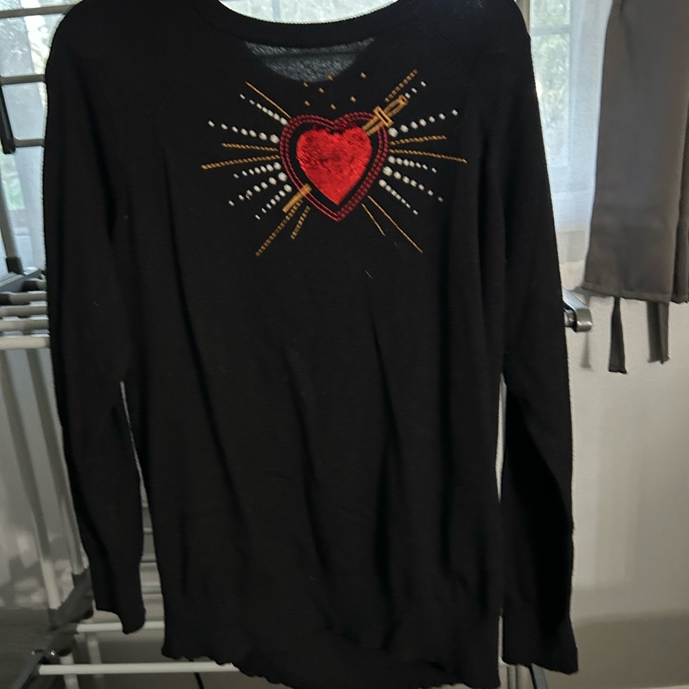 Torrid Black Top with Red Sequin Heart